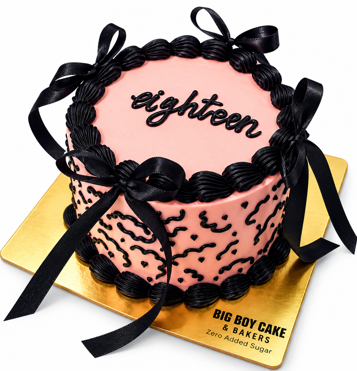 Eighteen Pink and Black Celebration Cake